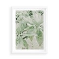 Plakat w ramie 50x70 - Jasnozielone Liście w Kompozycji - liście, jasna zieleń - rama biała