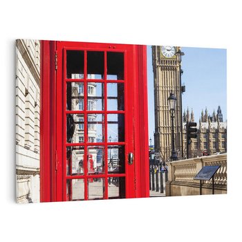 Obraz na płótnie 120x80 - Ikoniczna budka telefoniczna w Londynie - budka, telefoniczna