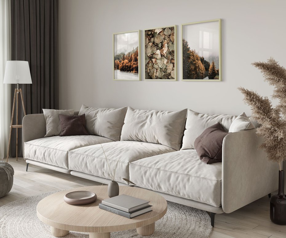 Zestaw obrazy w ramie 50x70 galeria - Krajobraz, góry, jesień, liście - rama drewno