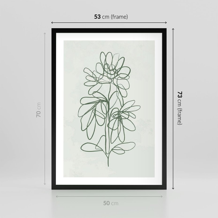 Plakat w ramie 50x70 - Spokojne Poddanie Naturze - zielony plakat, roślinne inspiracje - rama czarna