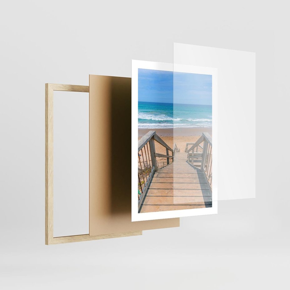 Plakat w ramie 50x70 - Pomost ku Morzu - pomost na plaży, morze - rama drewno