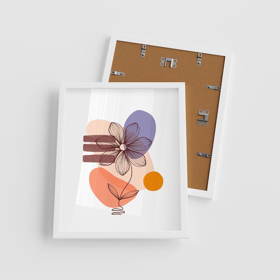 Plakat w ramie 40x50 - Migocące Odbicia Kwiatów - abstrakcyjna sztuka, plamy - rama biała