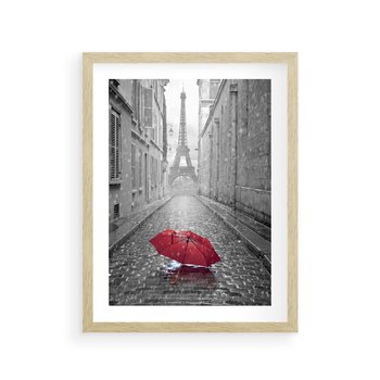 Plakat w ramie 30x40 - Kolorowy parasol w Paryżu - Paryż, parasol - rama drewno