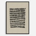 Obraz w ramie 70x100 - Energetyczne Pulsacje Nowości - boho plakat, czarne kropki kreski - rama czarna