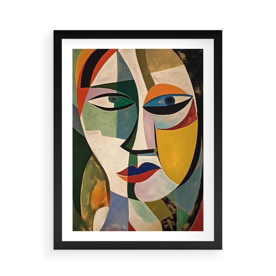 Plakat w ramie 50x70 - Kolorowe Dziwne Wyobrażenia - abstrakcyjny obraz, olejny - rama czarna