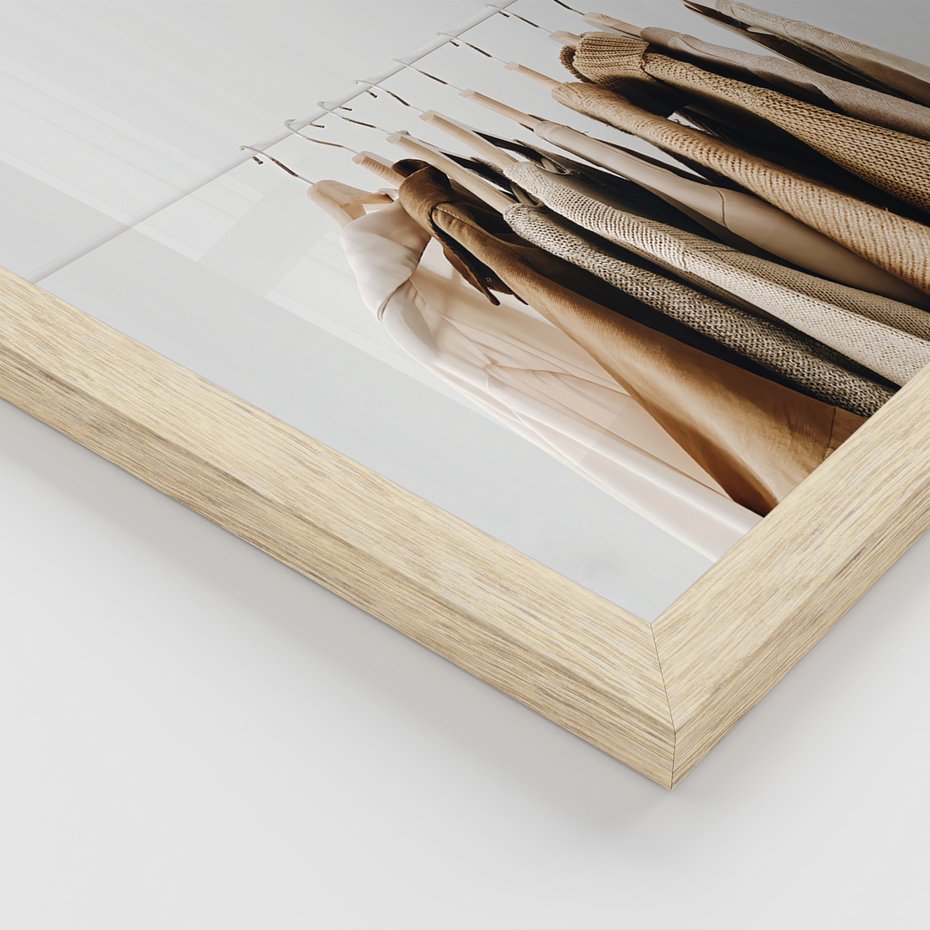 Zestaw obrazy w ramie 50x70 galeria - Garderoba, minimalizm, wieszaki, skandi - rama drewno