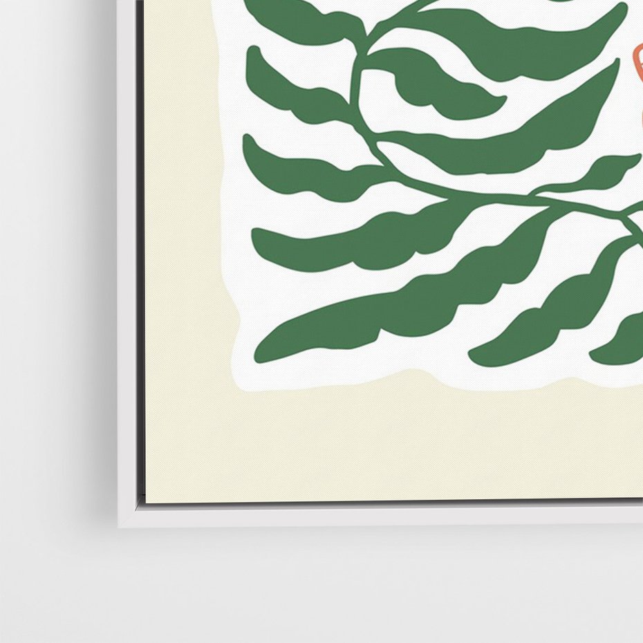 Obraz w ramie 50x70 - Migocące Wzory - abstrakcyjna kompozycja, paprocie - rama biała