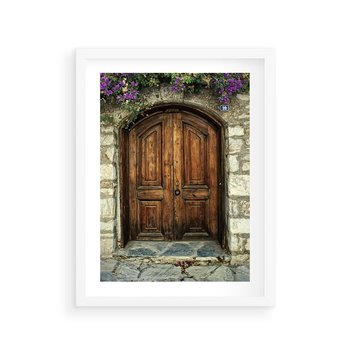 Plakat w ramie 30x40 - Tajemnicze stare drzwi - stare, drzwi - rama biała