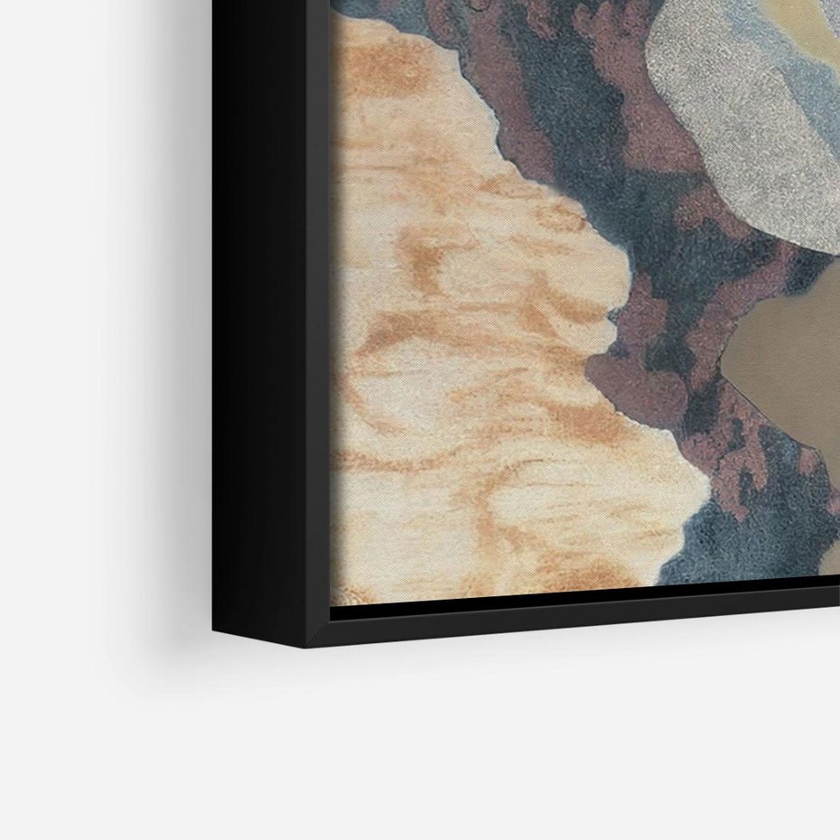 Obraz w ramie 100x70 - Melancholijne oddechy pędzla - abstrakcyjne formy, zgaszone kolory - rama czarna