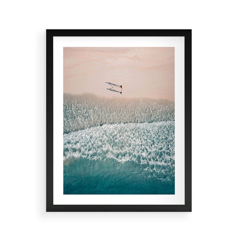 Plakat w ramie 40x50 - Turkusowe Uroki - niebieskie turkusowe morze, plaża - rama czarna