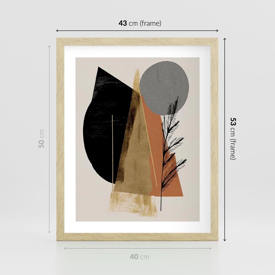 Plakat w ramie 40x50 - Wibracje Barw Ziemi - abstrakcyjny obraz, dziwne formy - rama drewno