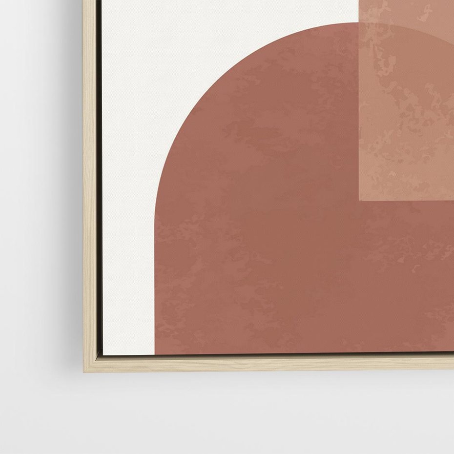 Obraz w ramie 50x50 - Harmonijne Widoki - abstrakcyjne geometryczne kształty, odcienie brązu i beżu - rama drewno
