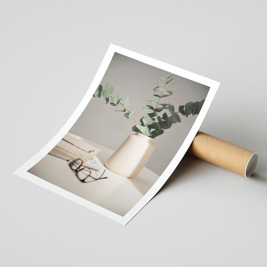 Plakat bez ramy 21x30 - Eukaliptusowe liście w okularach - liście, eukaliptus