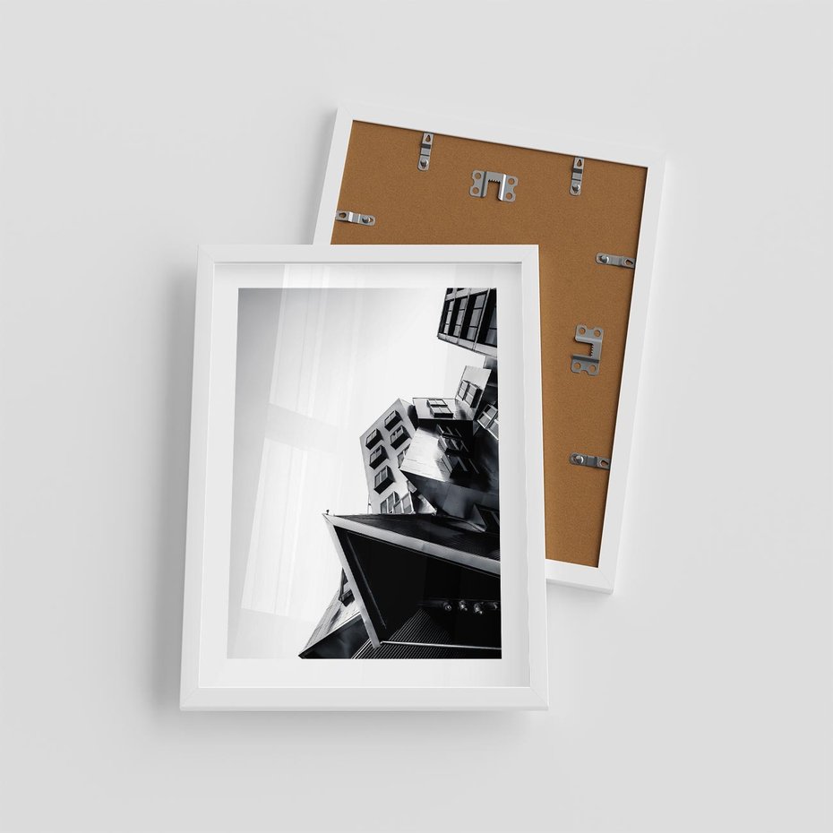 Plakat w ramie 30x40 - Czarno-Biały Świat - architeltura, surowość - rama biała