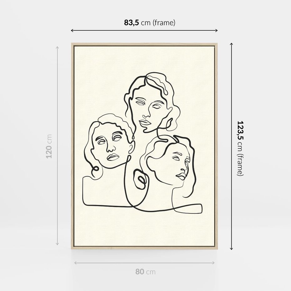Obraz w ramie 80x120 - Trzy Kobiety - 3 kobiety, antyczny posag - rama drewno