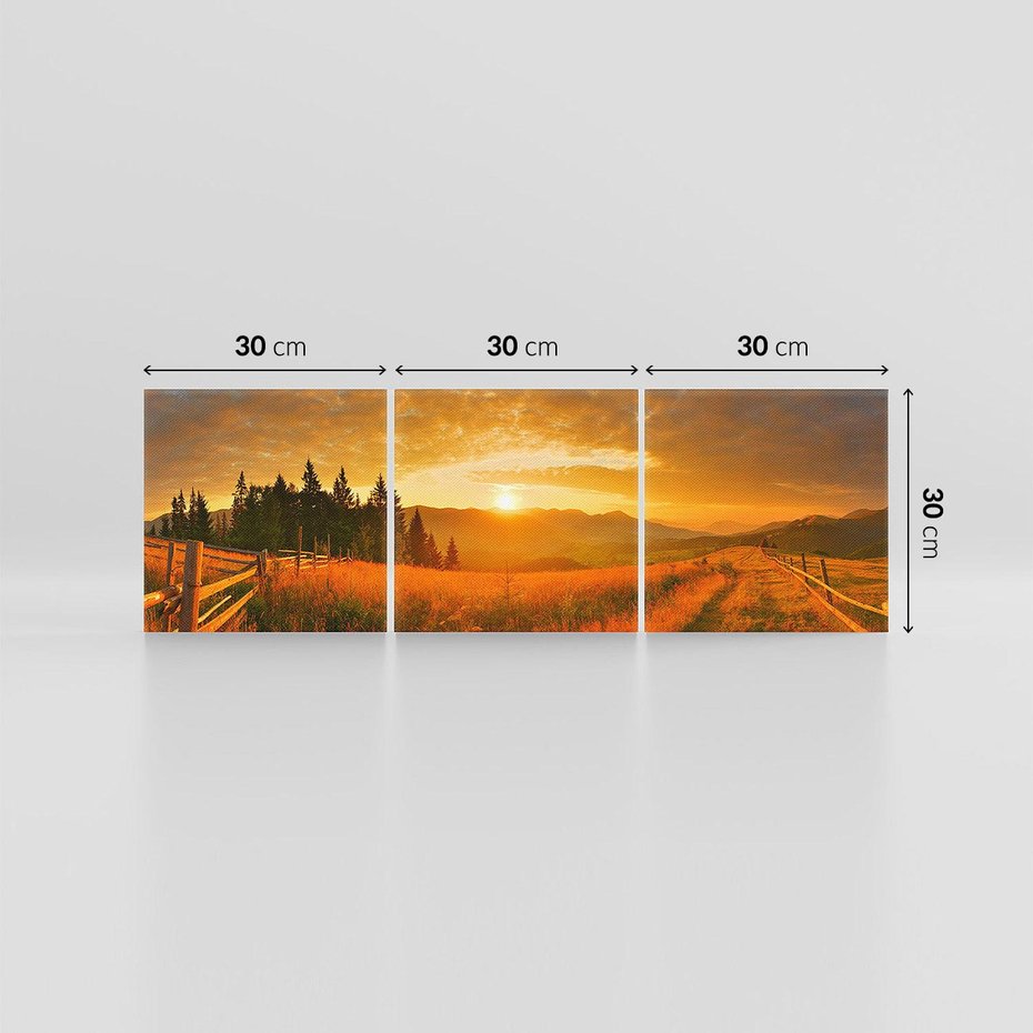 Obraz na płótnie 90x30 - harmonia drzew i kwiatów - góry, łąka