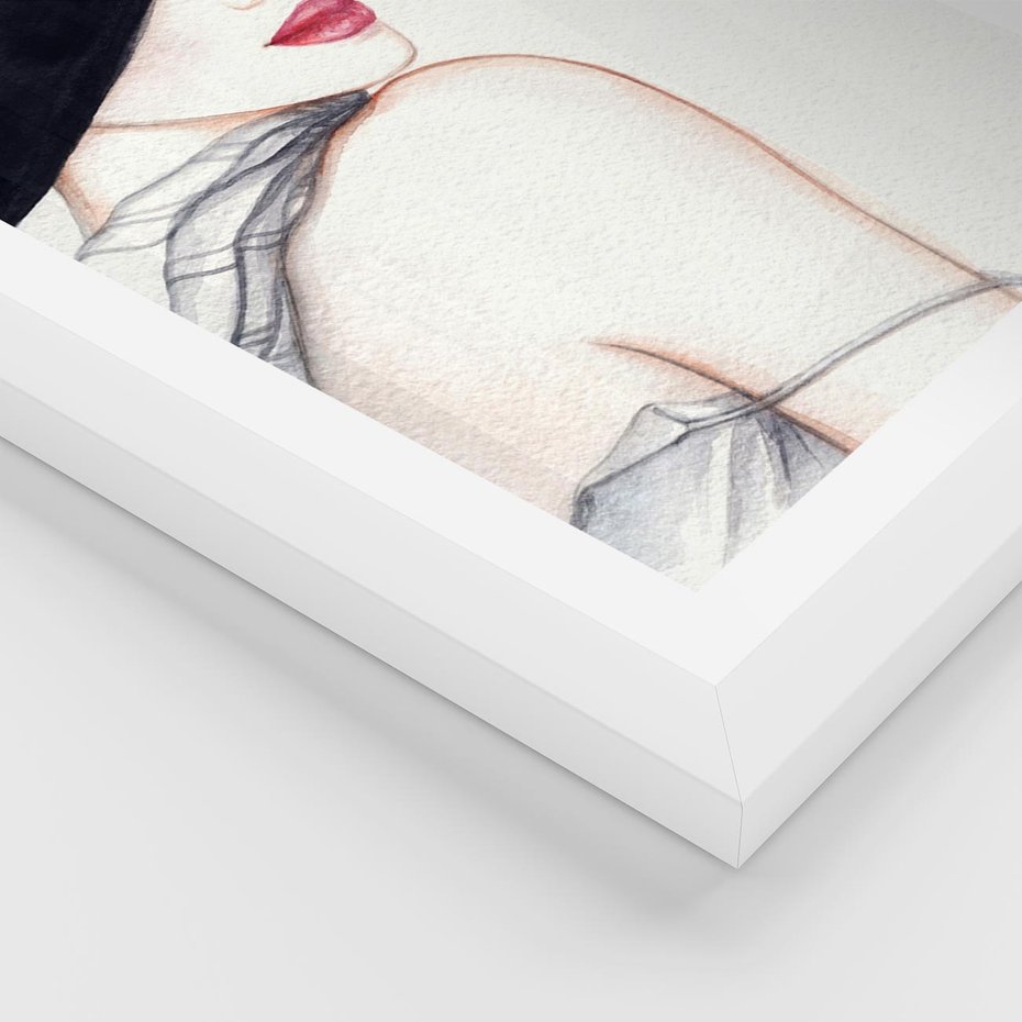 Plakat w ramie 40x50 - Stylowa Ekspresja - kobieta, moda - rama biała