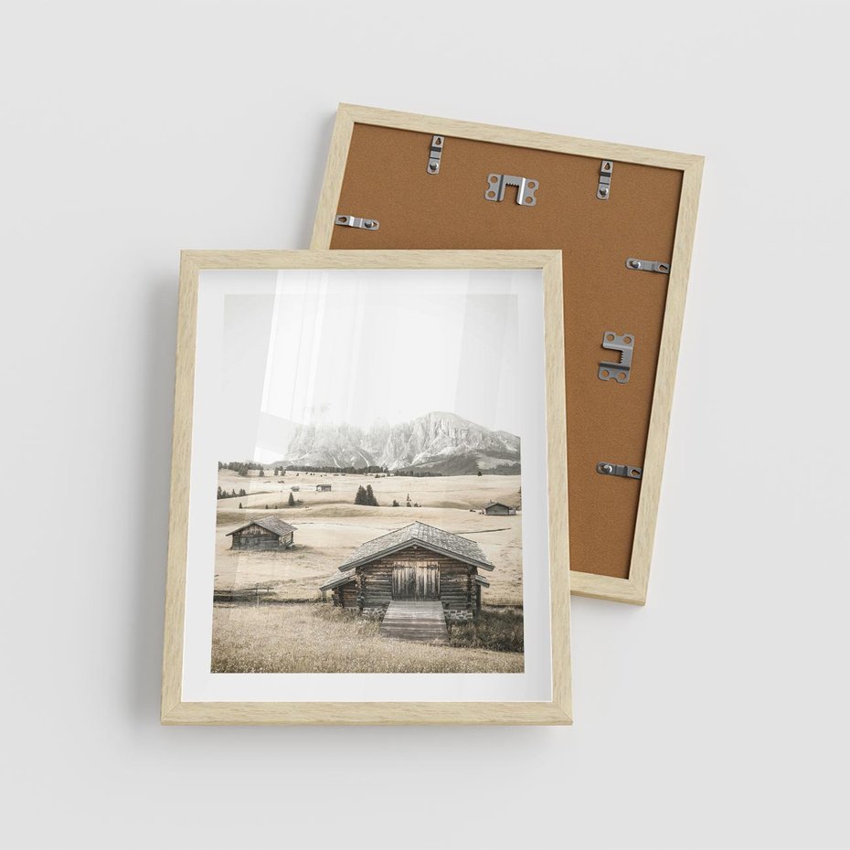 Plakat w ramie 40x50 - Chatka w Górskiej Sepii - domek w górach, chatka - rama drewno