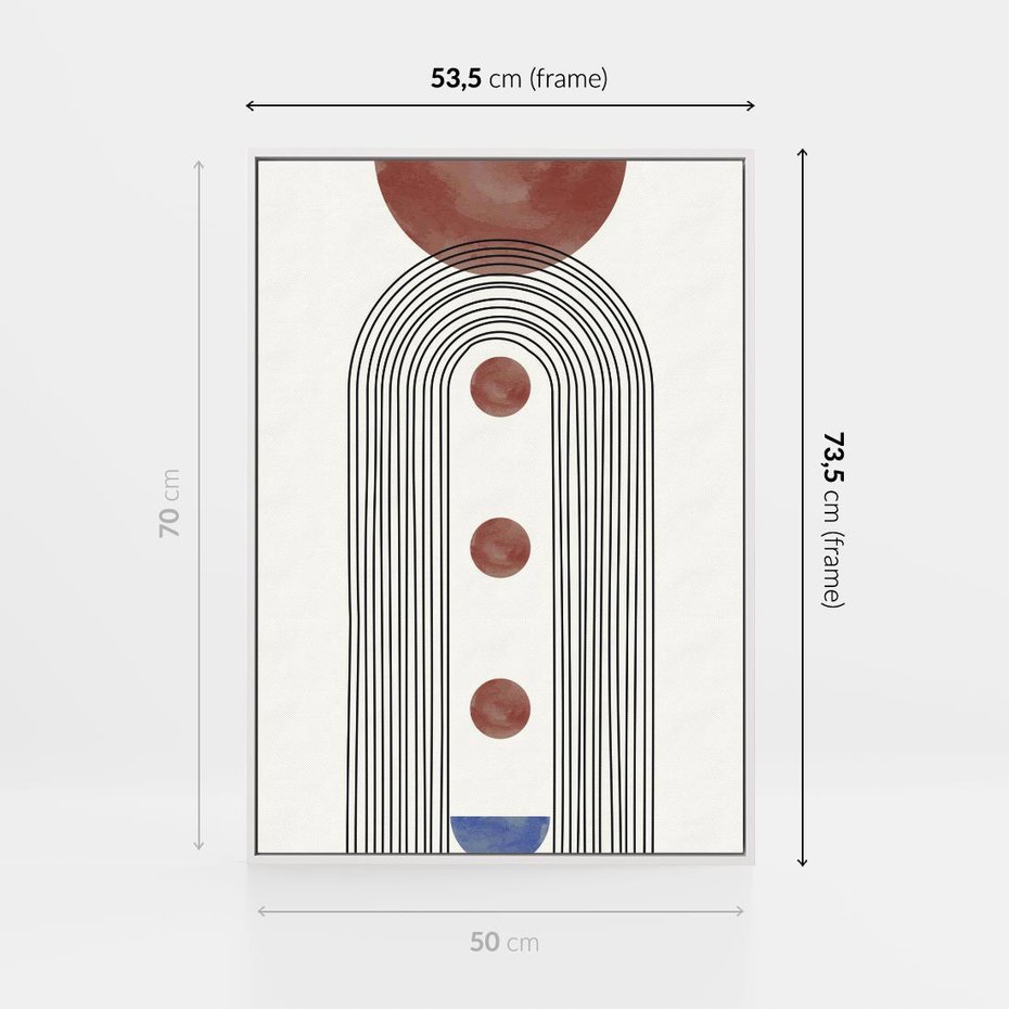 Obraz w ramie 50x70 - Symfonia Kształtów - nowoczesny plakat, styl midcentury - rama biała