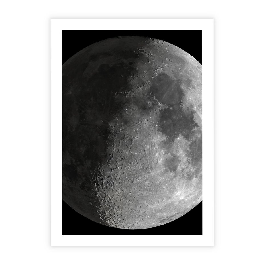 Plakat bez ramy 21x30 - Kontrastowy księżyc w czerni i bieli - księżyc, czarno
