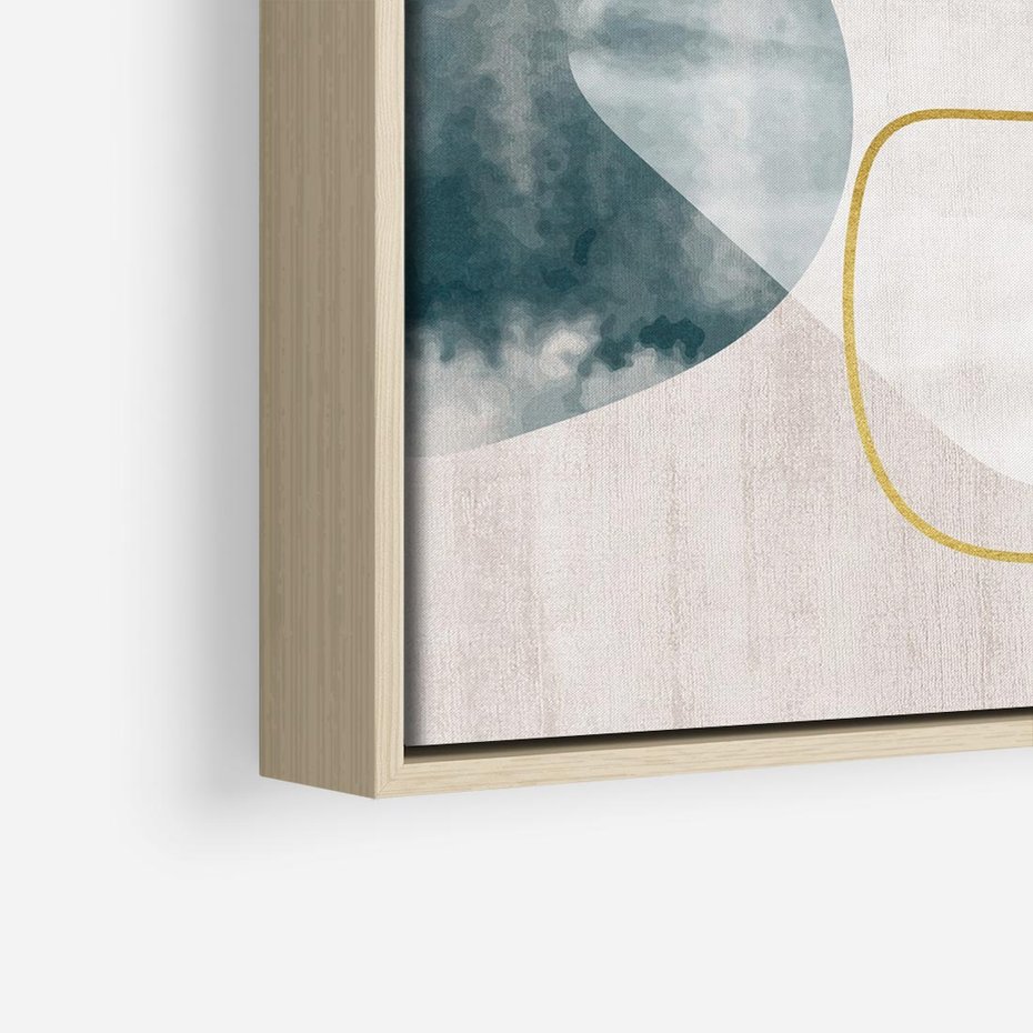 Obraz w ramie 80x80 - Minimalistyczne Plamy Farby - pastelowe geometryczne plamy, akwarela - rama drewno