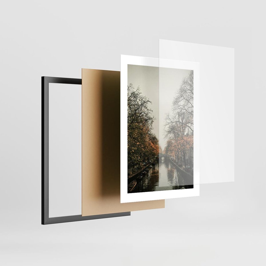 Plakat w ramie 30x40 - Jesienne Spacerki po Holenderskich Kanałach - kanały, Holandia - rama czarna