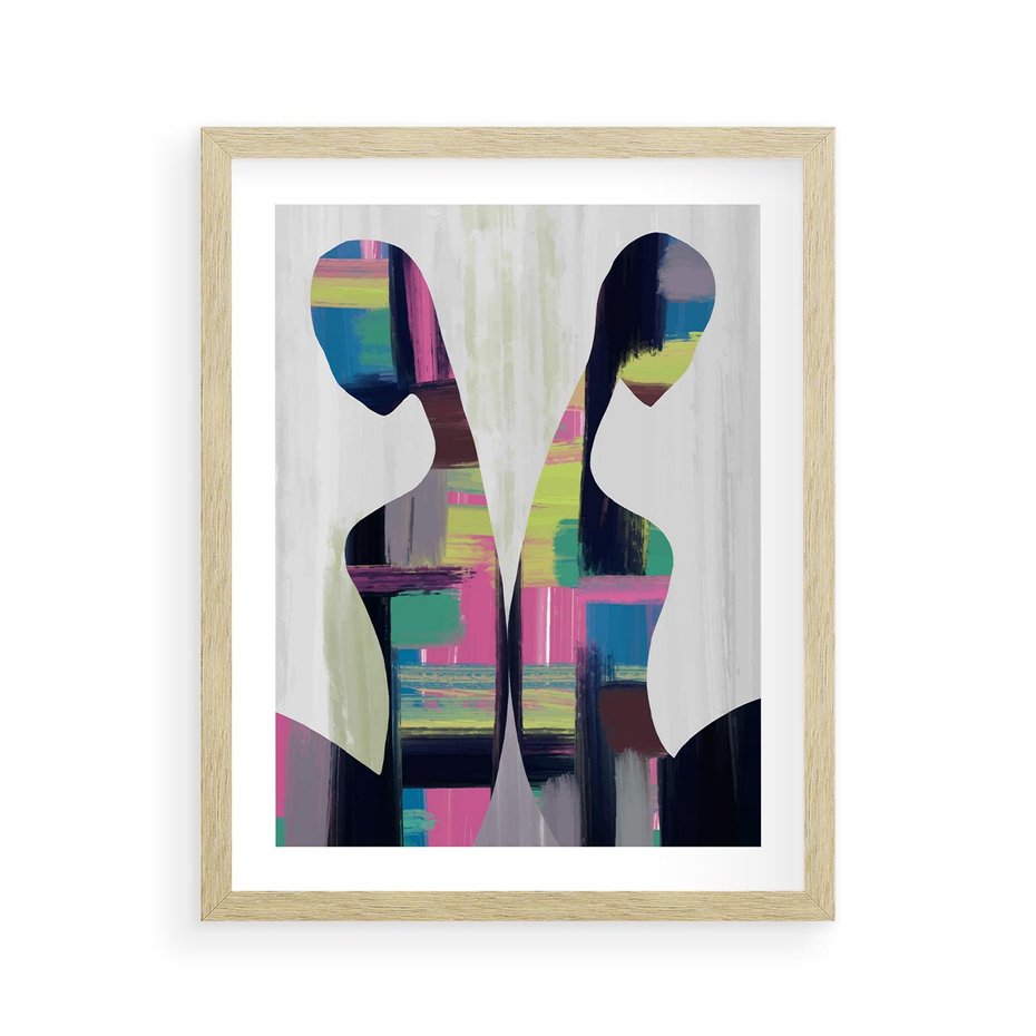 Plakat w ramie 40x50 - Nowa Era - abstrakcyjny plakat, nowoczesna sztuka - rama drewno