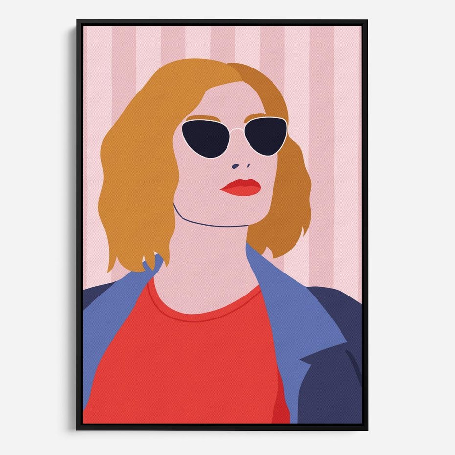 Obraz w ramie 70x100 - Kobieca Ekspresja - nowoczesny plakat, styl retro - rama czarna