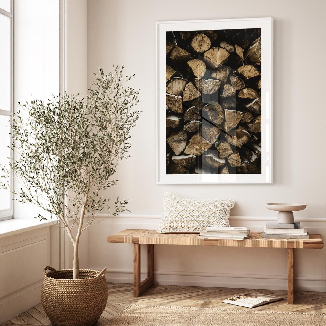 Plakat bez ramy 40x50 - Piękno Prostej Formy - drewno, kłody