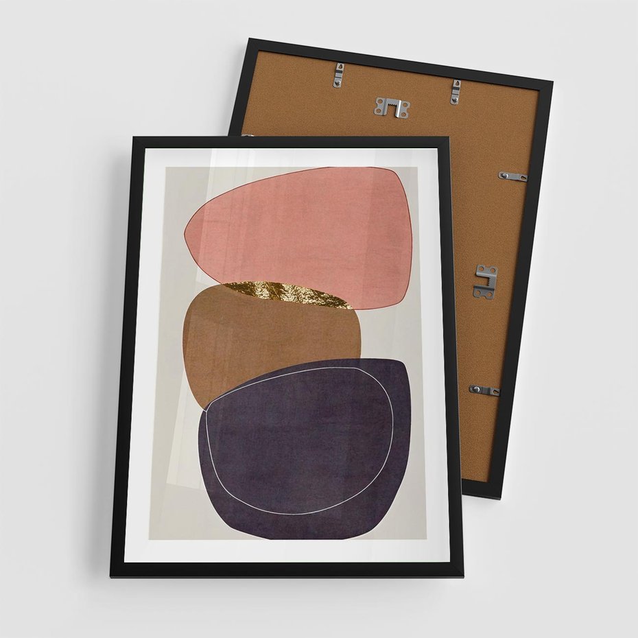 Plakat w ramie 50x70 - Rozkwitające Przenikające Formy - abstrakcyjny obraz, geometryczne formy - rama czarna