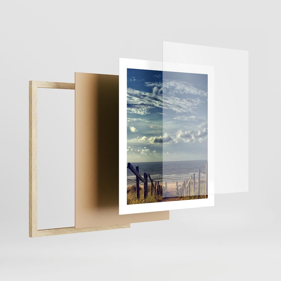 Plakat w ramie 40x50 - Plaża i morze - plaża, morze - rama drewno