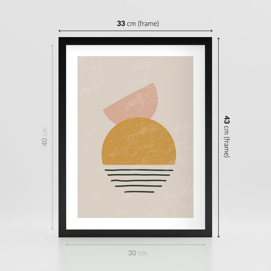 Plakat w ramie 30x40 - Krótka Forma - abstrakcyjna sztuka, boho kształty - rama czarna