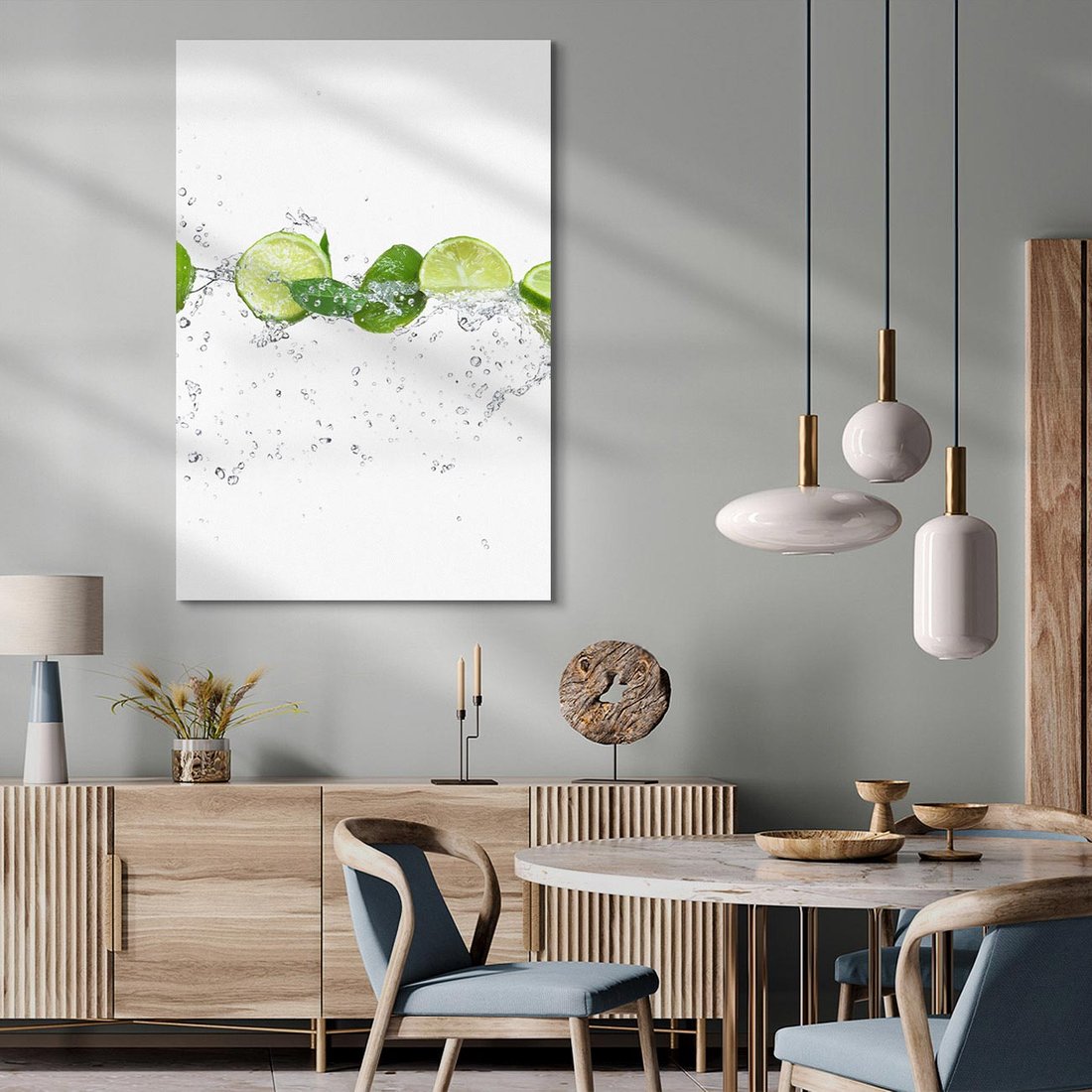 Obraz na płótnie 80x120 - Świeże limonki i woda - limonki, woda