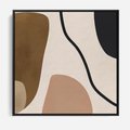 Obraz w ramie 50x50 - Harmonia chaosu i porządku - abstrakcyjne kształty, kolory beżu i brązu - rama czarna