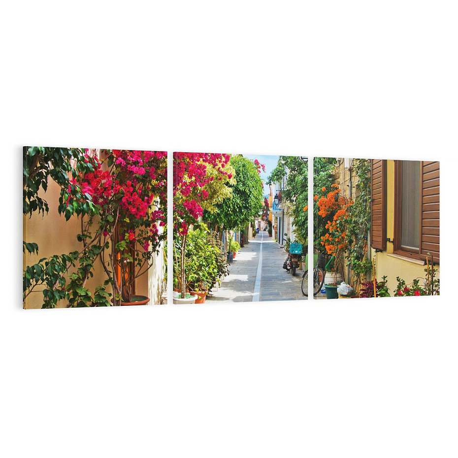 Obraz na płótnie 120x40 - Urok uliczek i miasteczka - Grecja, uliczka