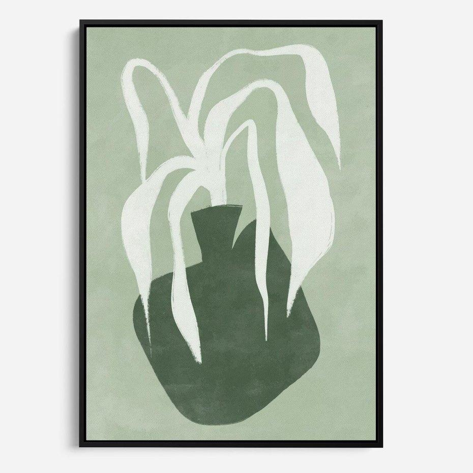 Obraz w ramie 50x70 - Zieleń Pulsującego Spokoju - zielona abstrakcja, zgaszona zieleń - rama czarna