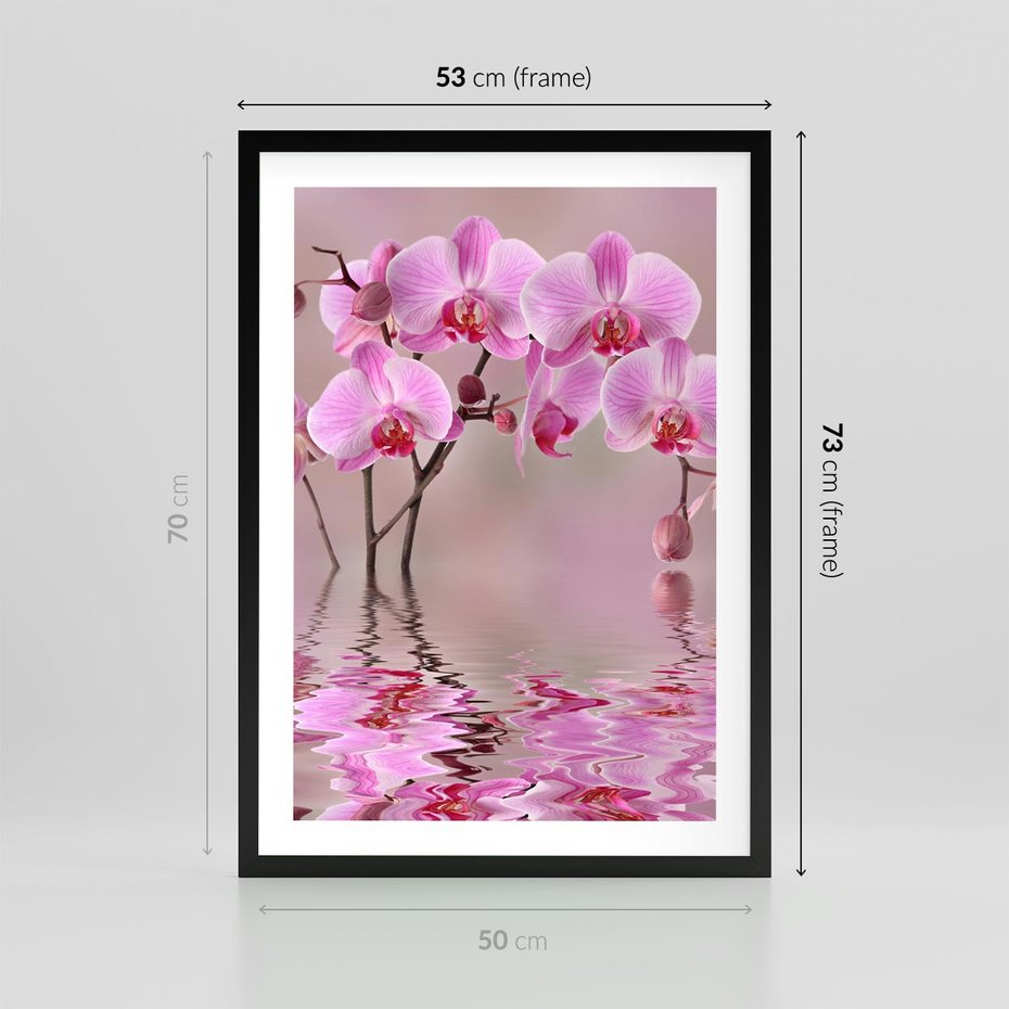 Plakat w ramie 50x70 - Relaksacyjne spa w otoczeniu storczyka - spa, storczyk - rama czarna