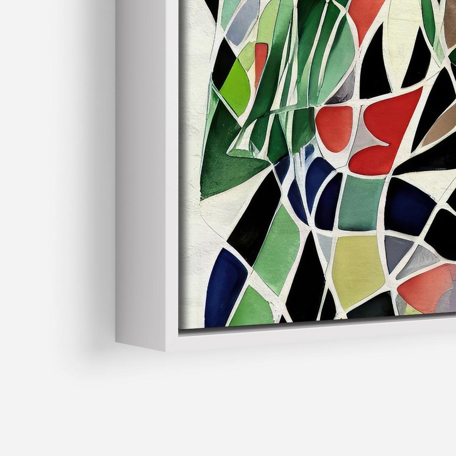 Obraz w ramie 50x50 - Taniec Plam i Kształtów - abstrakcyjny akwarelowy obraz, plamy - rama biała