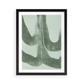 Plakat w ramie 50x70 - Nurtująca Kompozycja Zieleni - abstrakcyjne delikatne zielone linie, podobne do gałęzi kwiatów - rama czarna