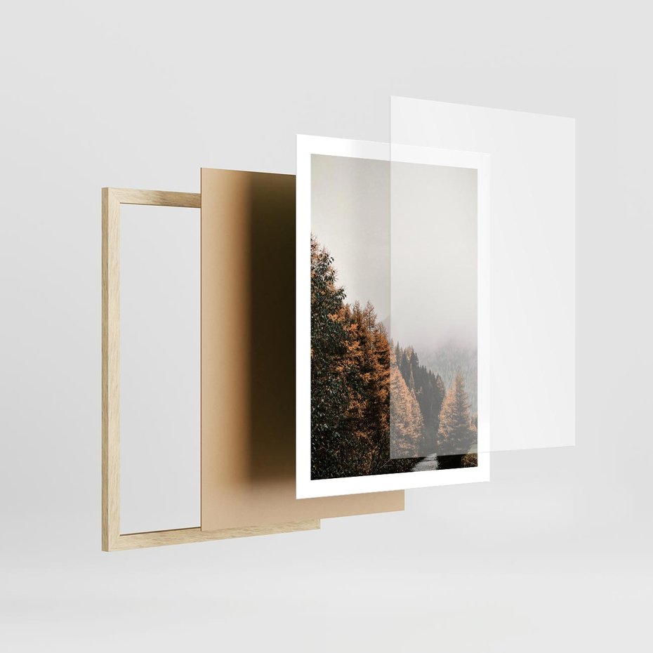 Plakat w ramie 50x70 - Kolorowa Jesień w Górskim Lesie - las, jesień - rama drewno