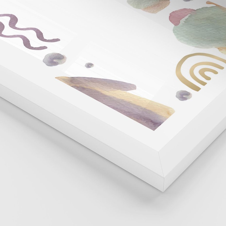 Plakat w ramie 30x40 - Pastelowe Wnętrza Emocji - abstrakcyjny palakt, akwarelowe plamy - rama biała