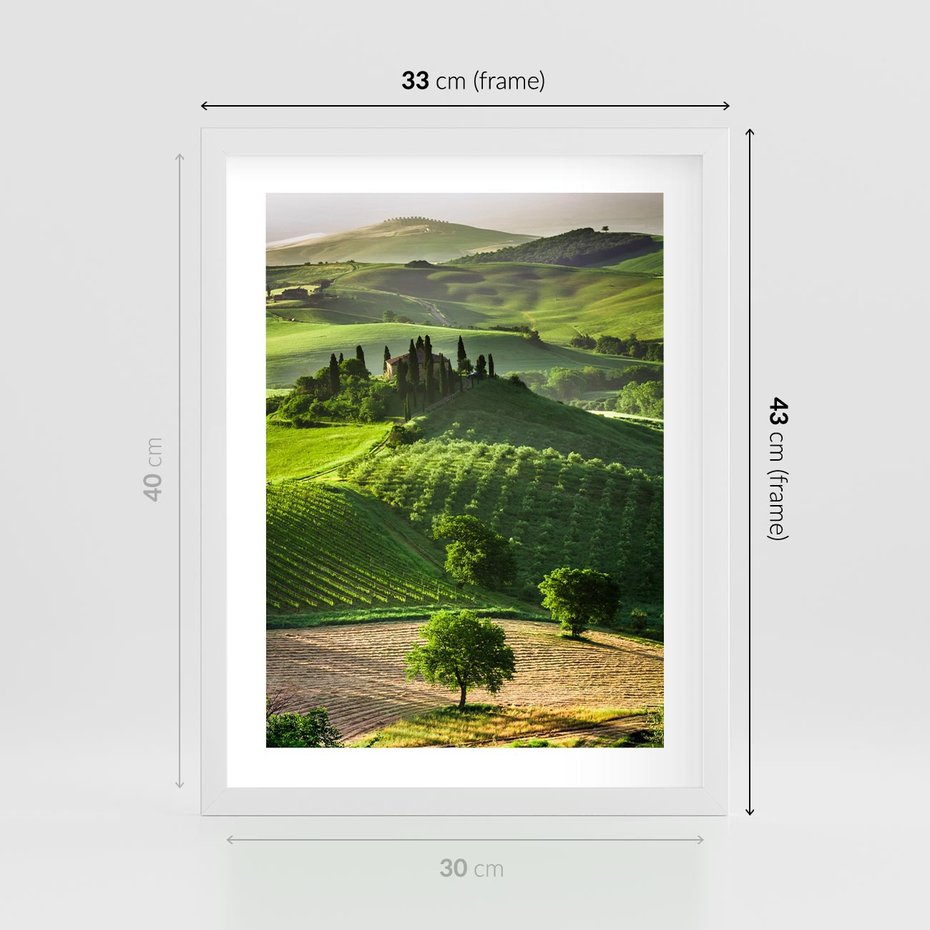 Plakat w ramie 30x40 - Pejzaż Widoczek - widoczek, pejzaż - rama biała