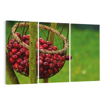 Obraz na płótnie 120x80 - Czereśnie w Koszyku Owocowy Skarb - czereśnie, koszyk