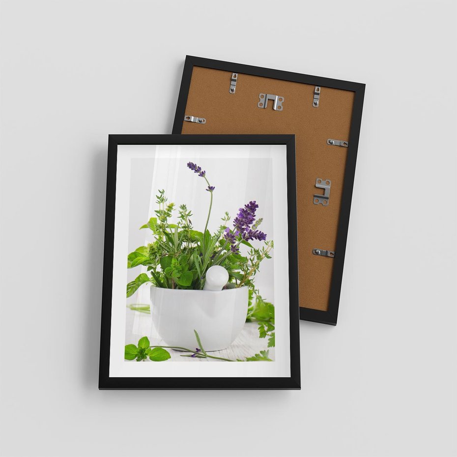 Plakat w ramie 30x40 - Kwiaty i zioła w restauracji - kwiaty, zioła - rama czarna