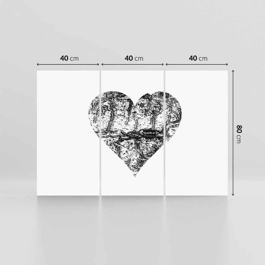 Obraz na płótnie 120x80 - Drzewo Serca - czarne serce, tekstura jak kora drzewa