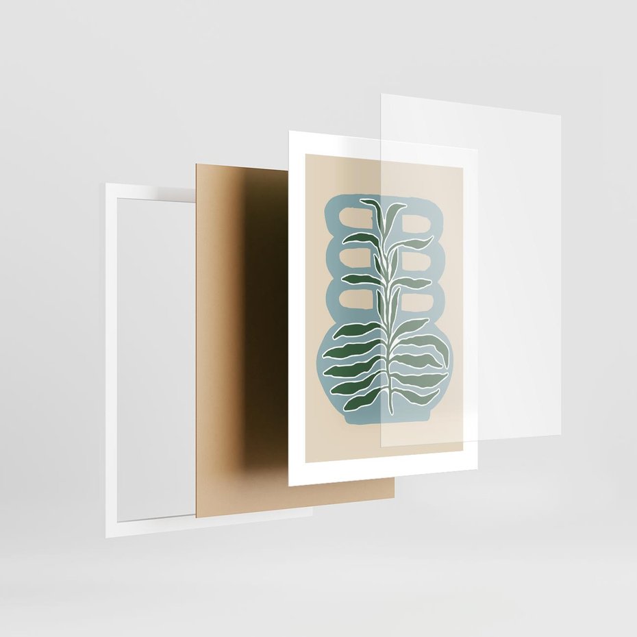 Plakat w ramie 30x40 - Wewnętrzne Spektrum - boho styl, wazon - rama biała