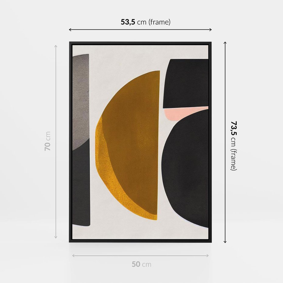 Obraz w ramie 50x70 - Tajemnice sztuki odkryte - geometryczne półkola, kształty - rama czarna