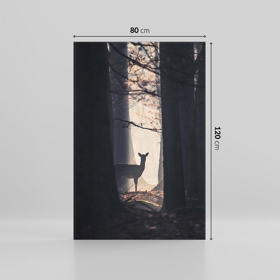 Obraz na płótnie 80x120 - Sarnie Skoki - zdjęcie, klimatyczny las