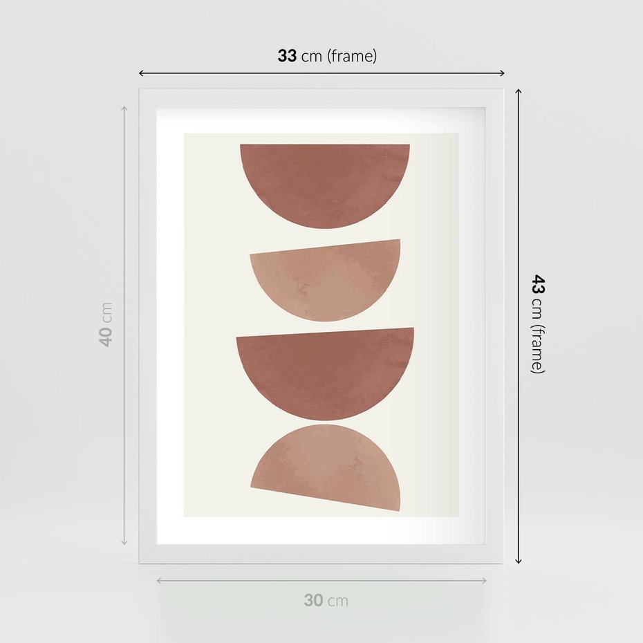 Plakat w ramie 30x40 - Abstrakcyjne Widzenia - abstrakcyjne geometryczne kształty, odcienie brązu i beżu - rama biała