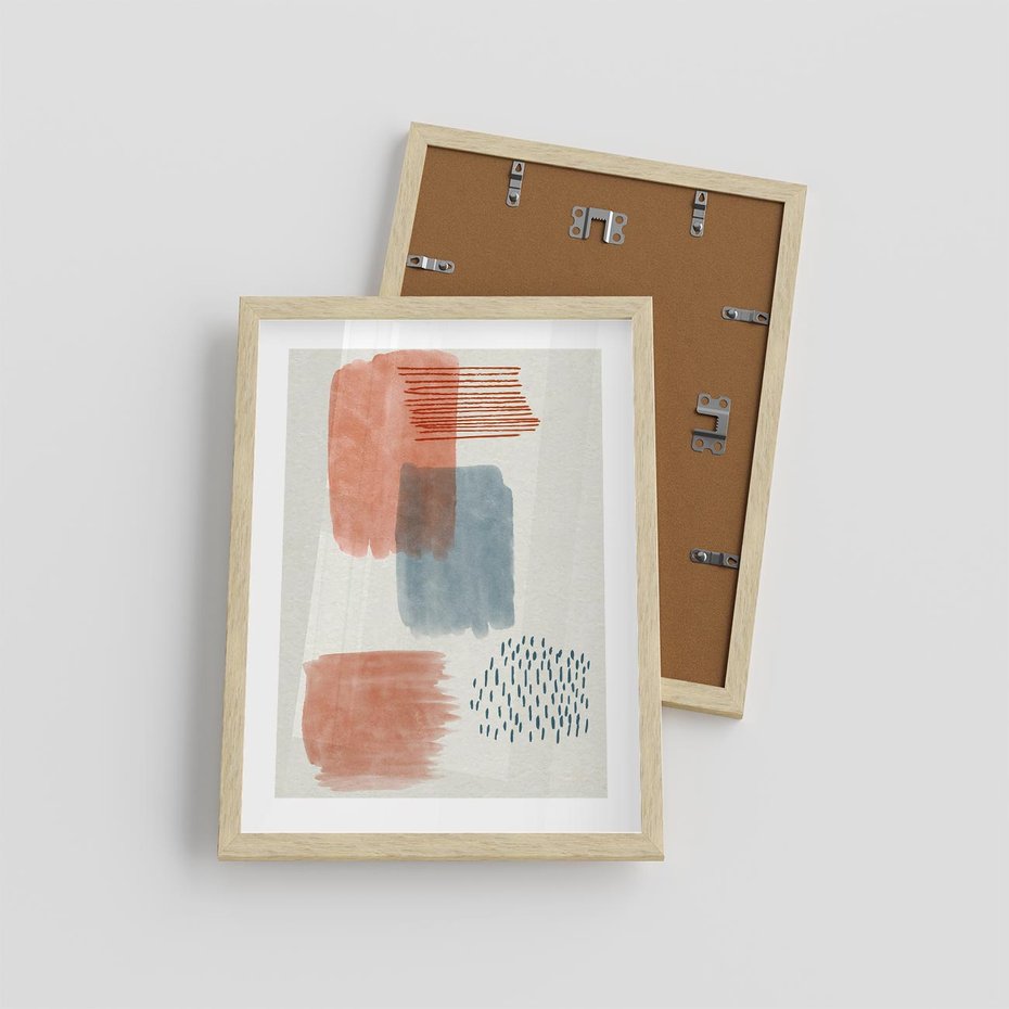 Plakat w ramie 30x40 - Pastelowa Abstrakcja: Maźnięcia Farbą - abstrakcja, maźnięcia farny - rama drewno